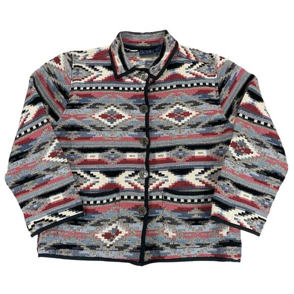 VTG Jane Ashley Tapestry Jacket Blazer Womens Sz M Southwestern Aztec Tribal Y2K - Picture 14 of 14